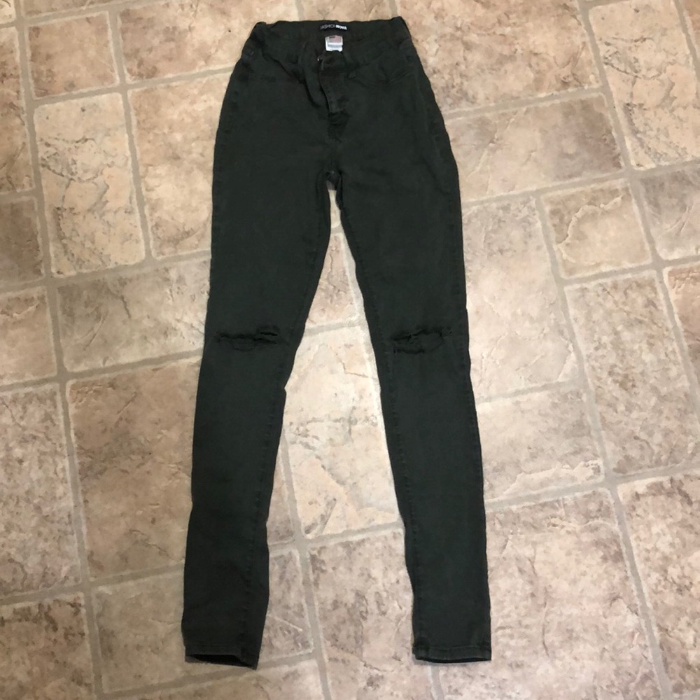 Green super skinny jeans